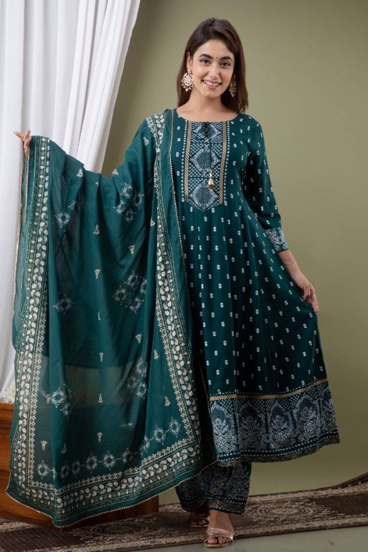 Women's Kurta Palazzo and dupatta set Rayon