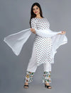 Stylish Rayon Printed Kurta With Palazzo And Dupatta Set