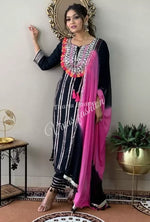 Rayon Embroidered Kurta, Bottom and Dupatta Set